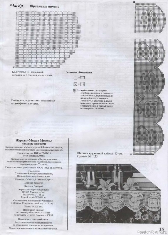 Мода и модель - вязание крючком. Салфетки ажурные и филейка