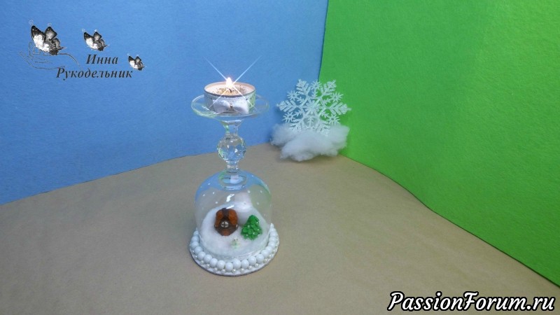 Как сделать Новогодний Подсвечник из бокала DIY