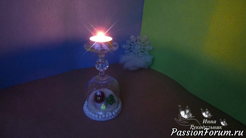 Как сделать Новогодний Подсвечник из бокала DIY