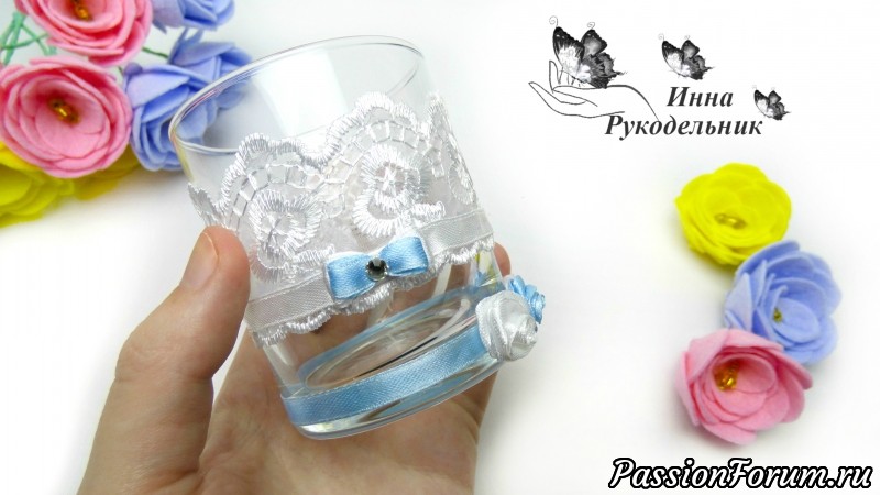 Как сделать нежный подсвечник из стакана DIY