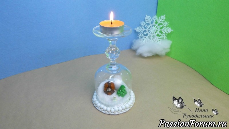 Как сделать Новогодний Подсвечник из бокала DIY