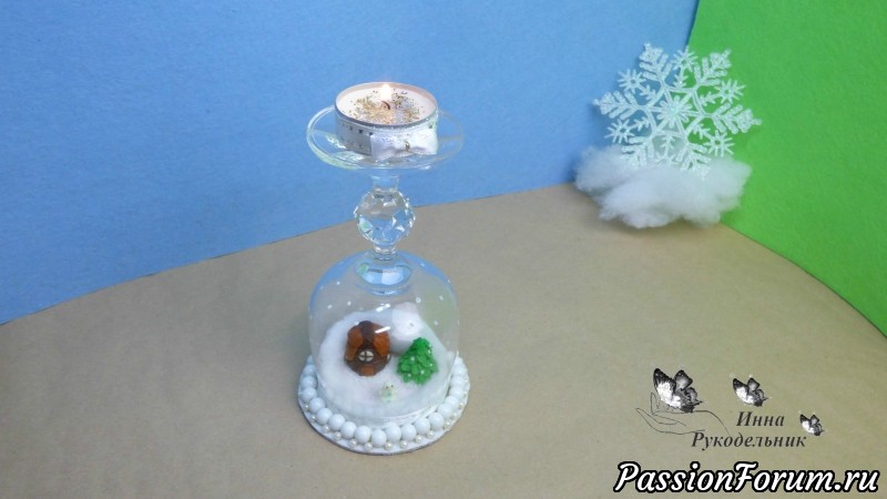 Как сделать Новогодний Подсвечник из бокала DIY