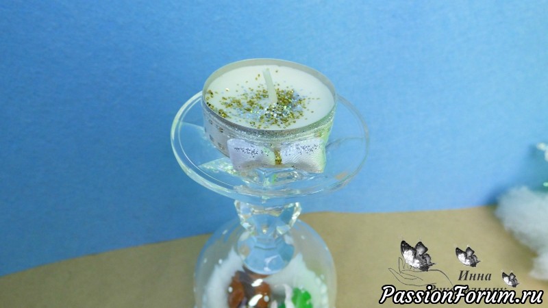 Как сделать Новогодний Подсвечник из бокала DIY