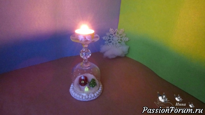 Как сделать Новогодний Подсвечник из бокала DIY