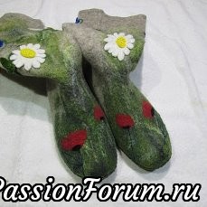 Валяные носочки-сапожки " Ромашковое чудо"