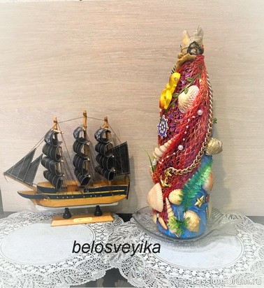 Бутылка в морском стиле. Мини МК