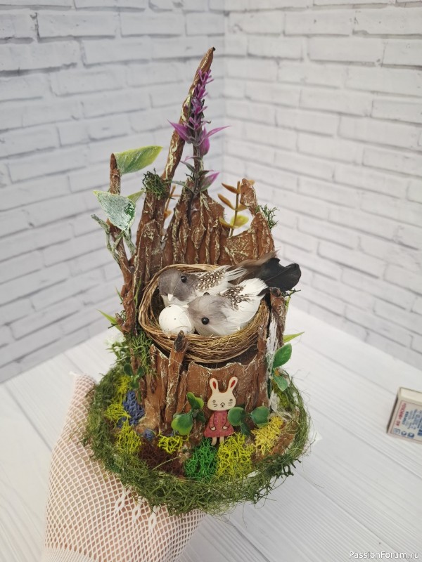 Поделка Гнездо на пеньке