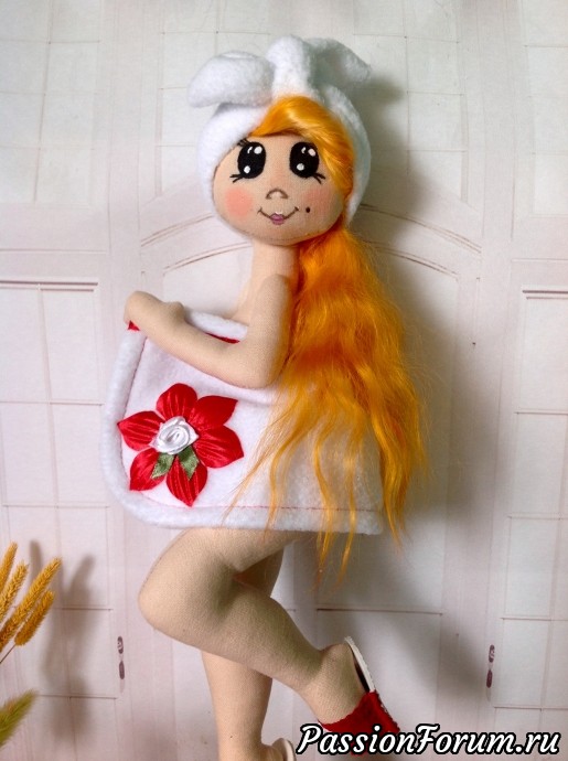Текстильная куколка на дверь ванной комнаты или бани