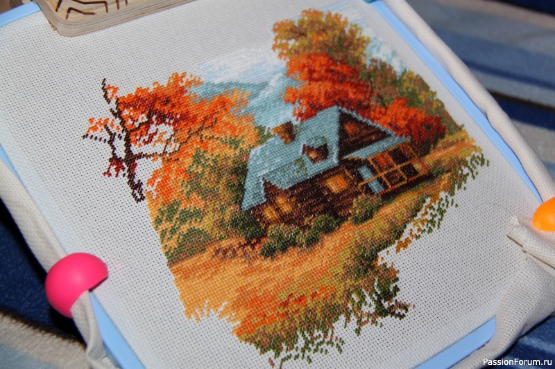 Вышивка в технике гобелен "Осенний пейзаж"