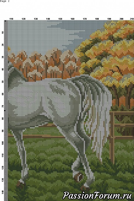 Схема вышивки "Лошади на лугу"