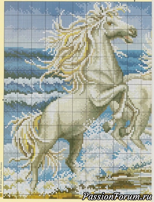 Схема вышивки "Лошади и море"