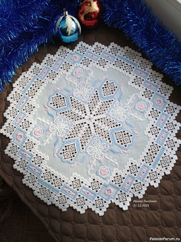 Салфетка "Лондон" по дизайну Мамен Ариас (Хардангер)