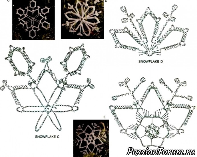 Снежинки крючком. Очень много схем