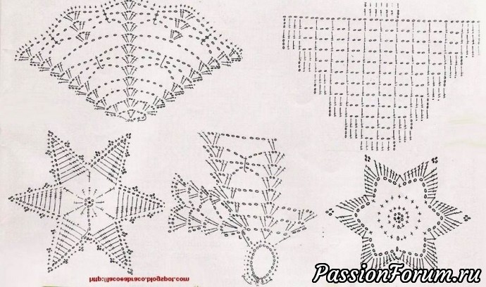 Снежинки крючком. Очень много схем