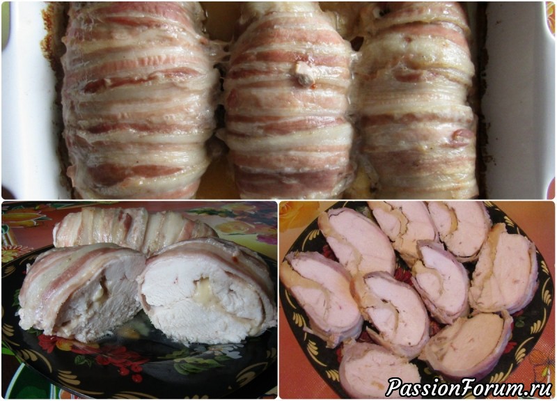 Куриная грудка с сыром в беконе