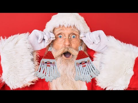 Дед мороз - серьги из бисера. Кирпичное плетение. Видео МК