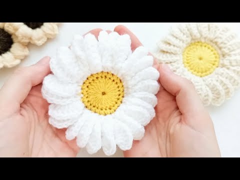 Объёмная ромашка крючком. Видео МК