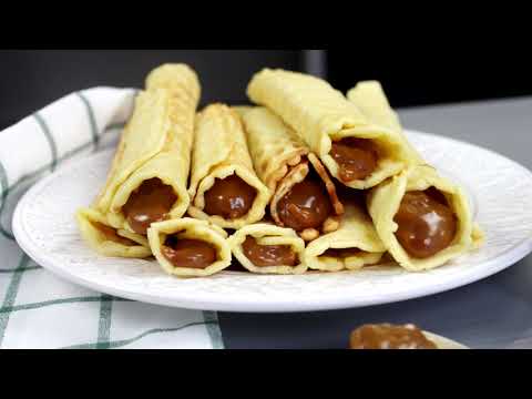 Вафельные трубочки с вареной сгущёнкой.
