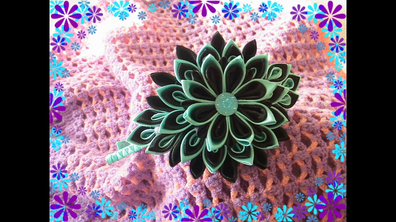Ободок канзаши "Благородная бирюза"/DIY/Tutorial/Kanzashi