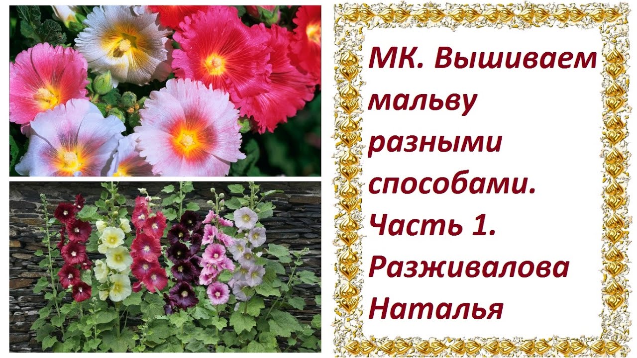 МК. Вышиваем мальву разными способами. Часть 1.