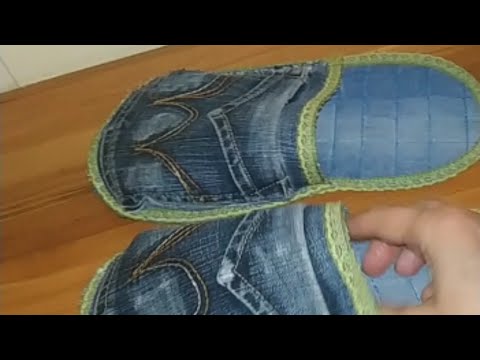 Утилизация джинса. Тапки из джинса. Видео МК