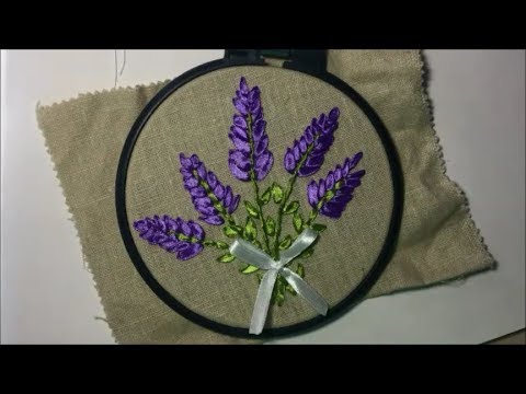 Как вышить лаванду лентами. Видео МК