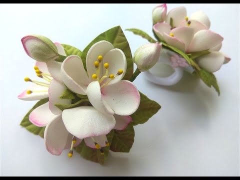 Яблоневый цвет из фоамирана на резинке. Видео МК