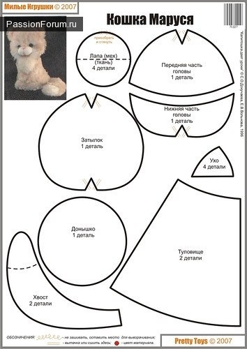 Выкройки мягких игрушек котов